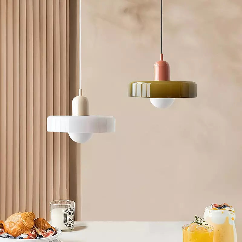 Glass Disc Pendant Light with Adjustable Cord – Modern Ceiling Fixture for Dining Room, Kitchen Island & Living Room | Thomler