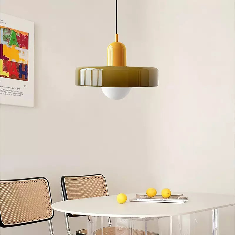 Glass Disc Pendant Light with Adjustable Cord – Modern Ceiling Fixture for Dining Room, Kitchen Island & Living Room | Thomler