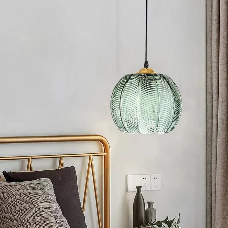 Pendant Light Glass 12 in Boho Tropical Palm Leaf Living Room Kitchen Bedroom Hanging Lamp | Thomler