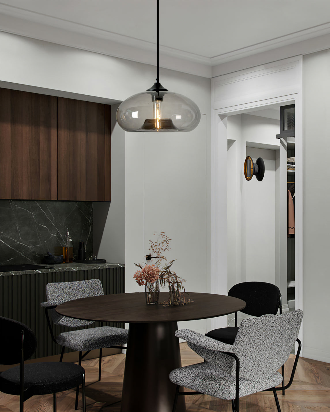 Pendant Light Glass 11 in Clear Indoor Ceiling LED E26 E27 Dining Room Kitchen Hanging Fixture | Thomler