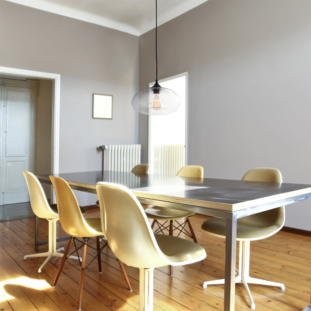 Pendant Light Glass 11 in Clear Indoor Ceiling LED E26 E27 Dining Room Kitchen Hanging Fixture | Thomler