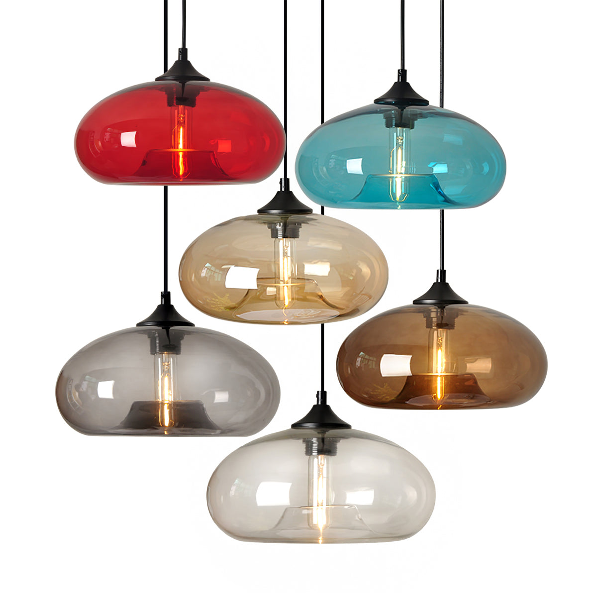 Pendant Light Glass 11 in Clear Indoor Ceiling LED E26 E27 Dining Room Kitchen Hanging Fixture | Thomler