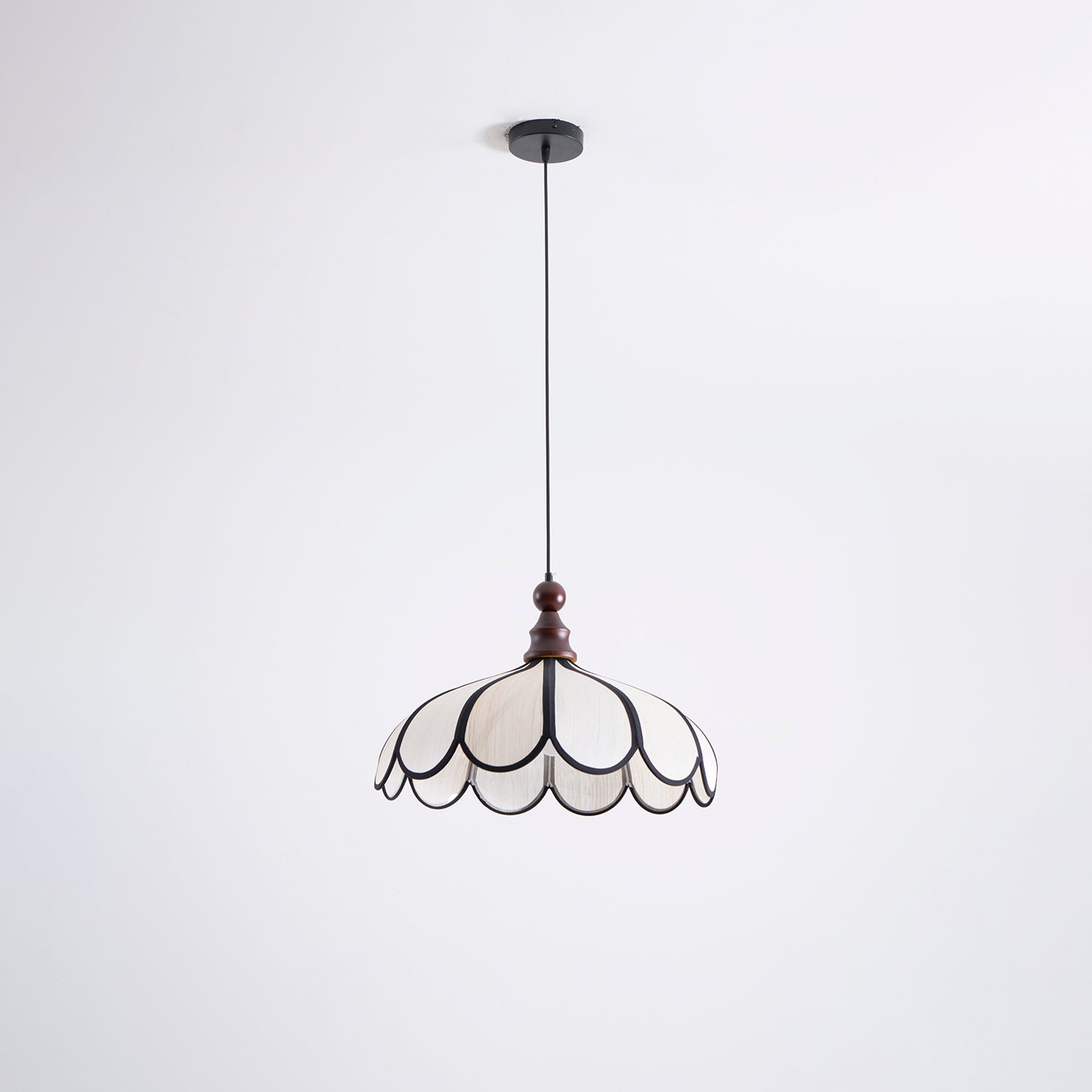 Pendant Lamp Abaca Shade 15.7 in 11.8 in Walnut Beige Black Dining Room Kitchen Island Hanging Light Vintage Style | Thomler