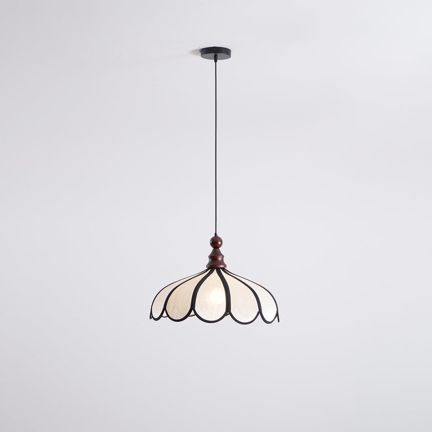 Pendant Lamp Abaca Shade 15.7 in 11.8 in Walnut Beige Black Dining Room Kitchen Island Hanging Light Vintage Style | Thomler