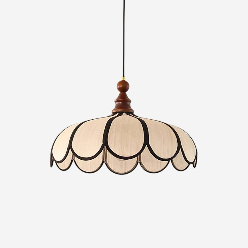 Pendant Lamp Abaca Shade 15.7 in 11.8 in Walnut Beige Black Dining Room Kitchen Island Hanging Light Vintage Style | Thomler