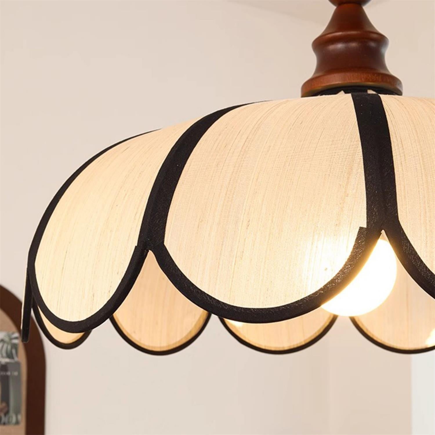 Pendant Lamp Abaca Shade 15.7 in 11.8 in Walnut Beige Black Dining Room Kitchen Island Hanging Light Vintage Style | Thomler
