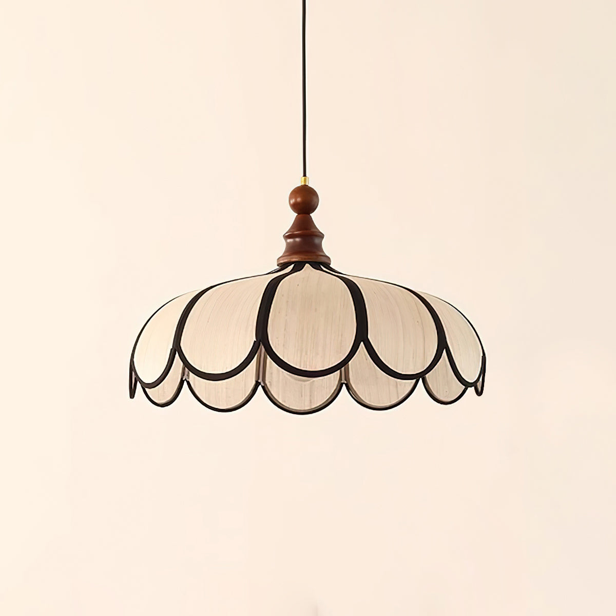 Pendant Lamp Abaca Shade 15.7 in 11.8 in Walnut Beige Black Dining Room Kitchen Island Hanging Light Vintage Style | Thomler