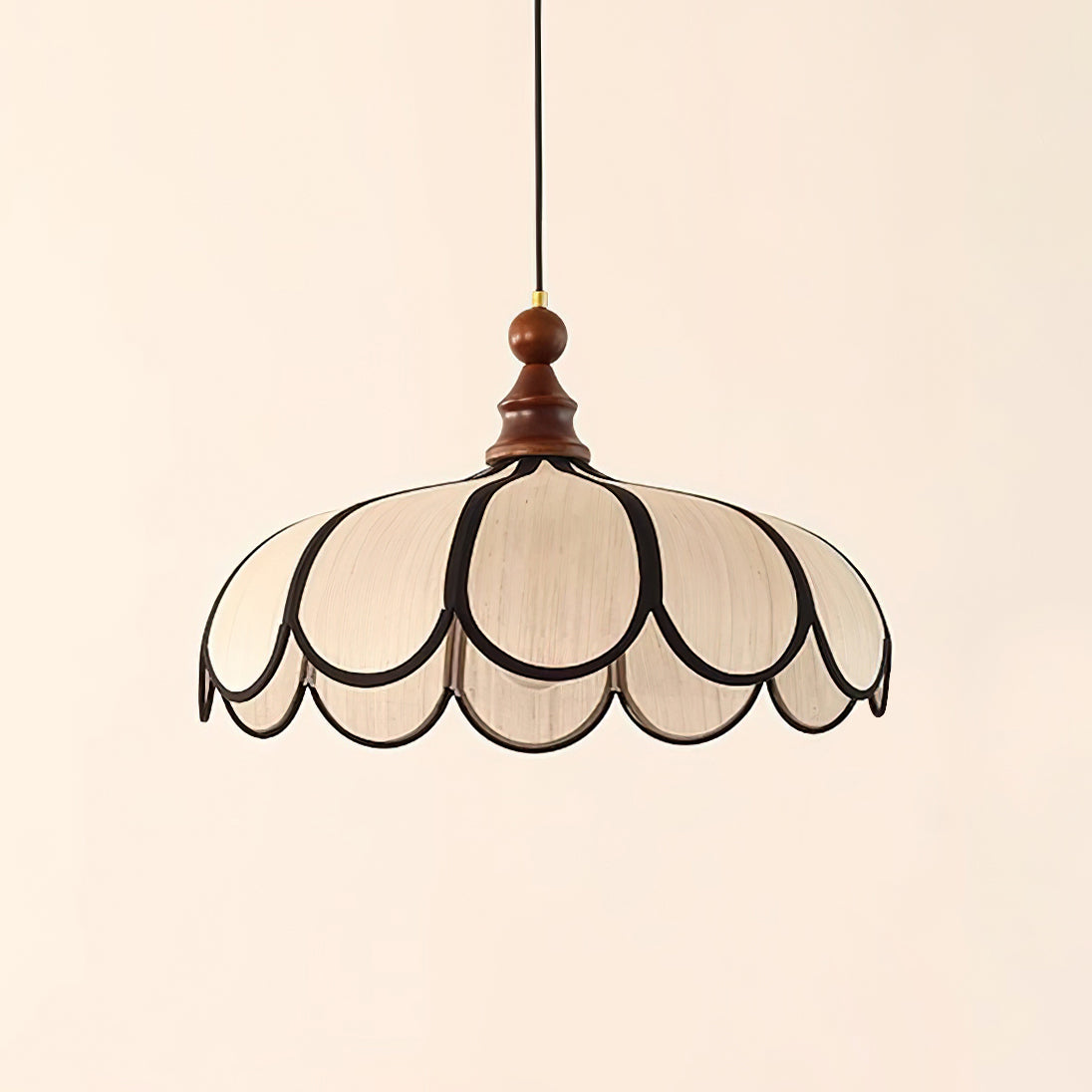 Pendant Lamp Abaca Shade 15.7 in 11.8 in Walnut Beige Black Dining Room Kitchen Island Hanging Light Vintage Style | Thomler