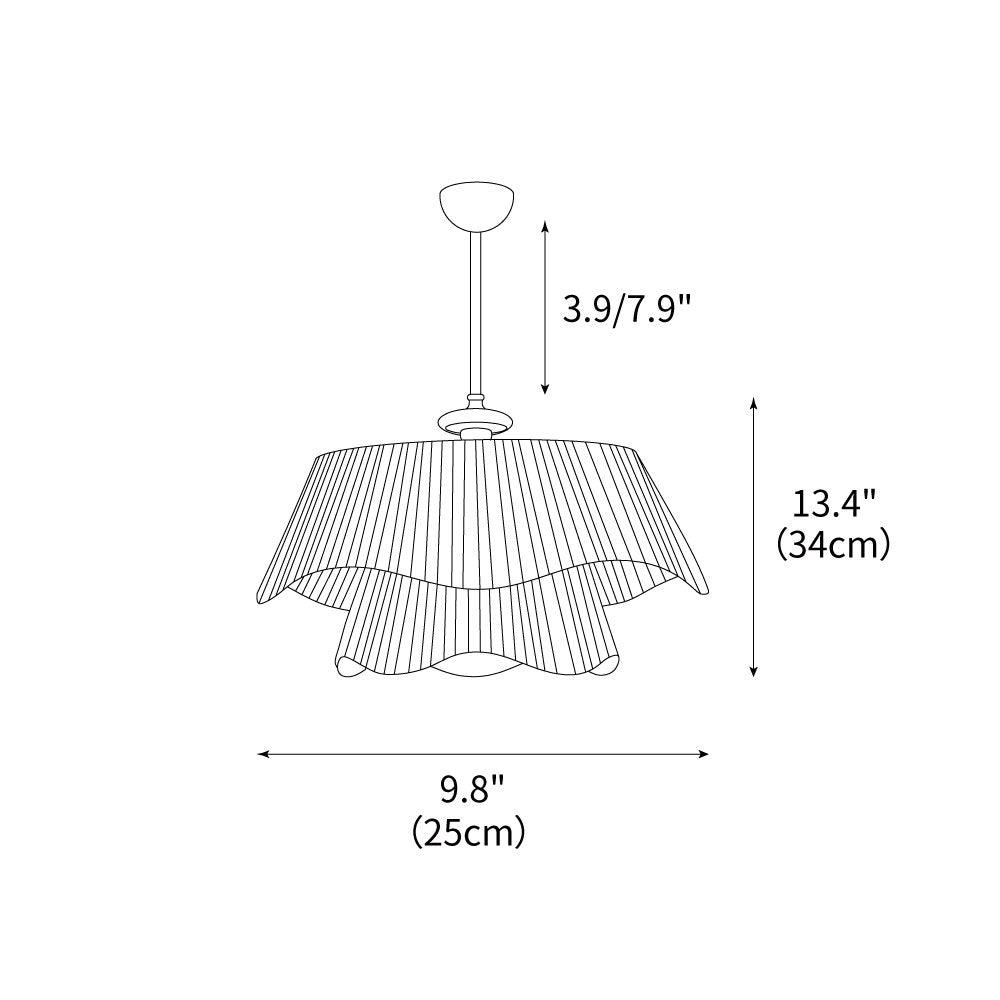 Pendant Light Fabric Wood 9.8 in Double Wavy Shade Dining Room Modern Ceiling Hanging Fixture Ambient Home Lighting | Thomler