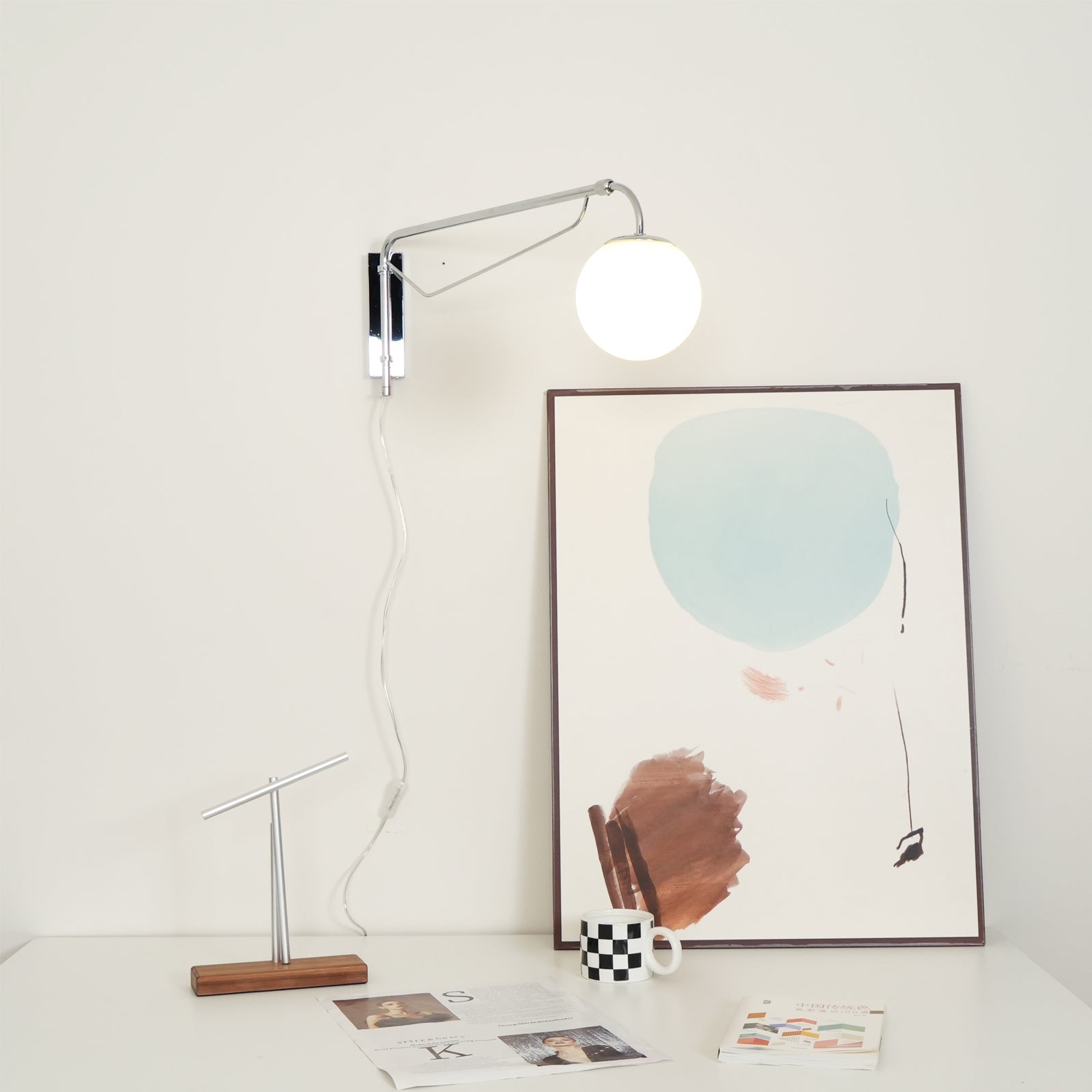 Wall Lamp Metal Adjustable 25.6 in Chrome Indoor LED E26 E27 Reading Light | Thomler