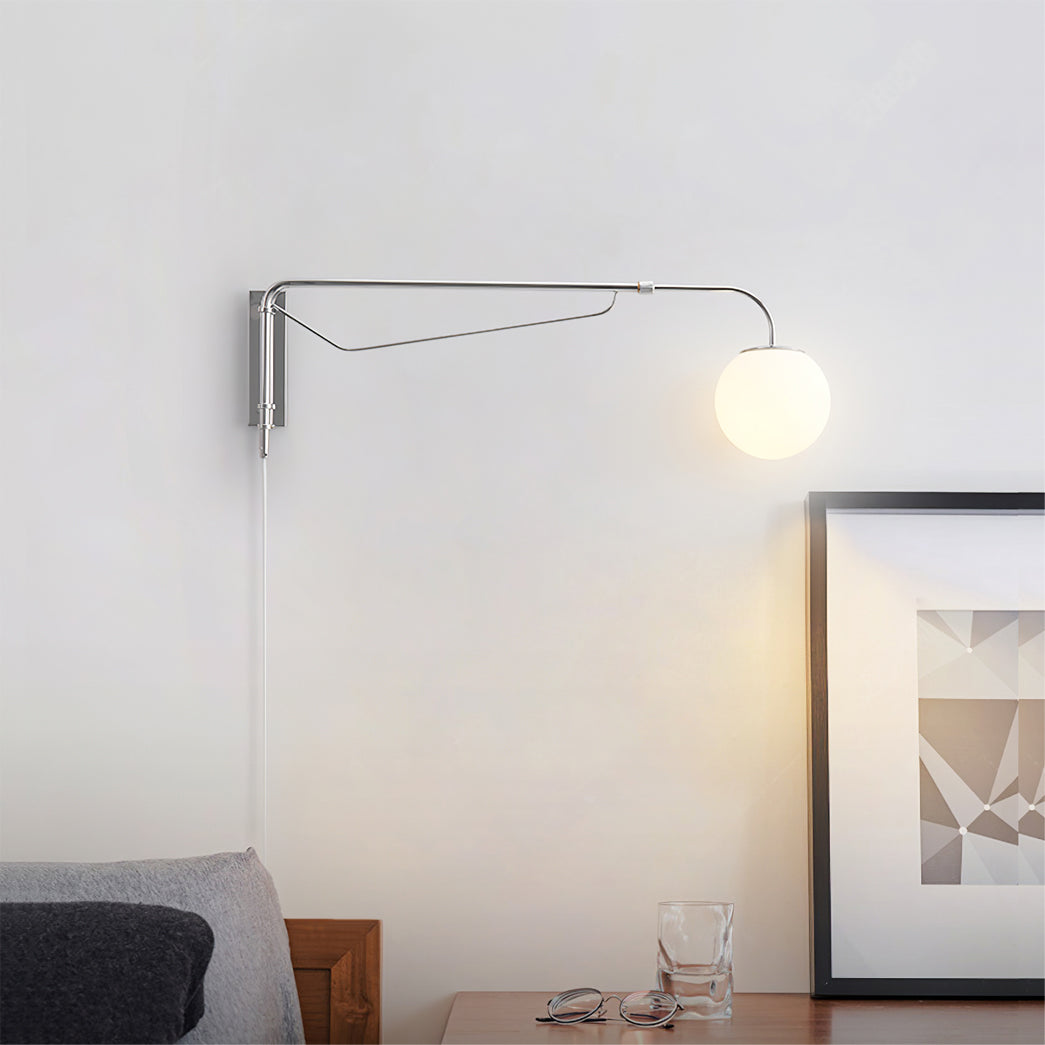 Wall Lamp Metal Adjustable 25.6 in Chrome Indoor LED E26 E27 Reading Light | Thomler