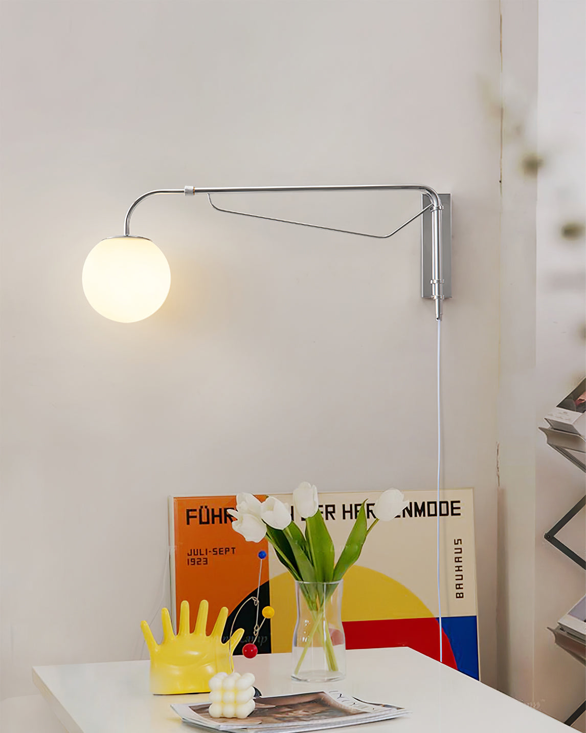 Wall Lamp Metal Adjustable 25.6 in Chrome Indoor LED E26 E27 Reading Light | Thomler