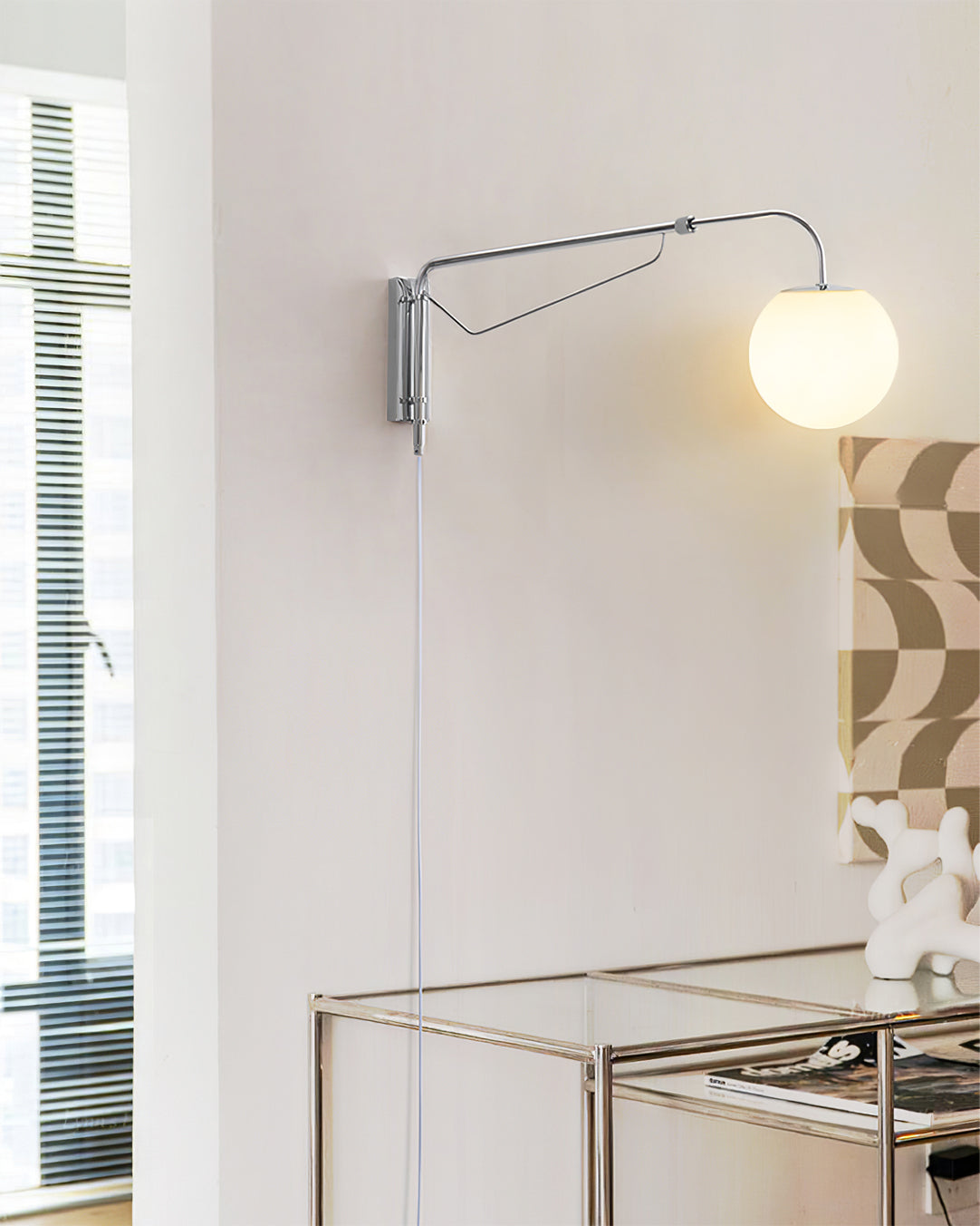 Wall Lamp Metal Adjustable 25.6 in Chrome Indoor LED E26 E27 Reading Light | Thomler