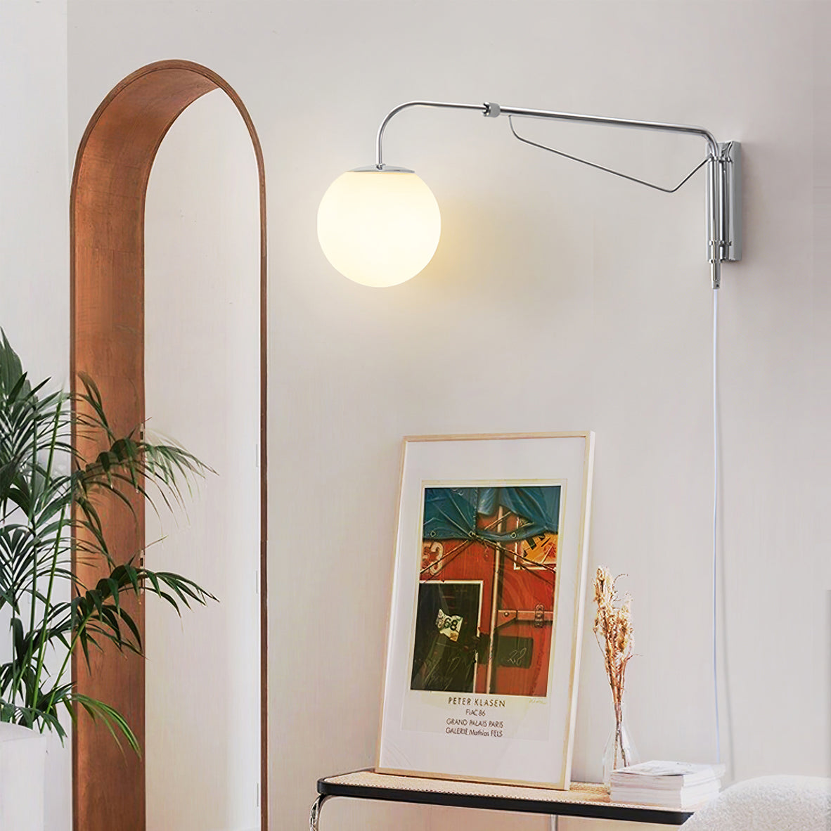 Wall Lamp Metal Adjustable 25.6 in Chrome Indoor LED E26 E27 Reading Light | Thomler