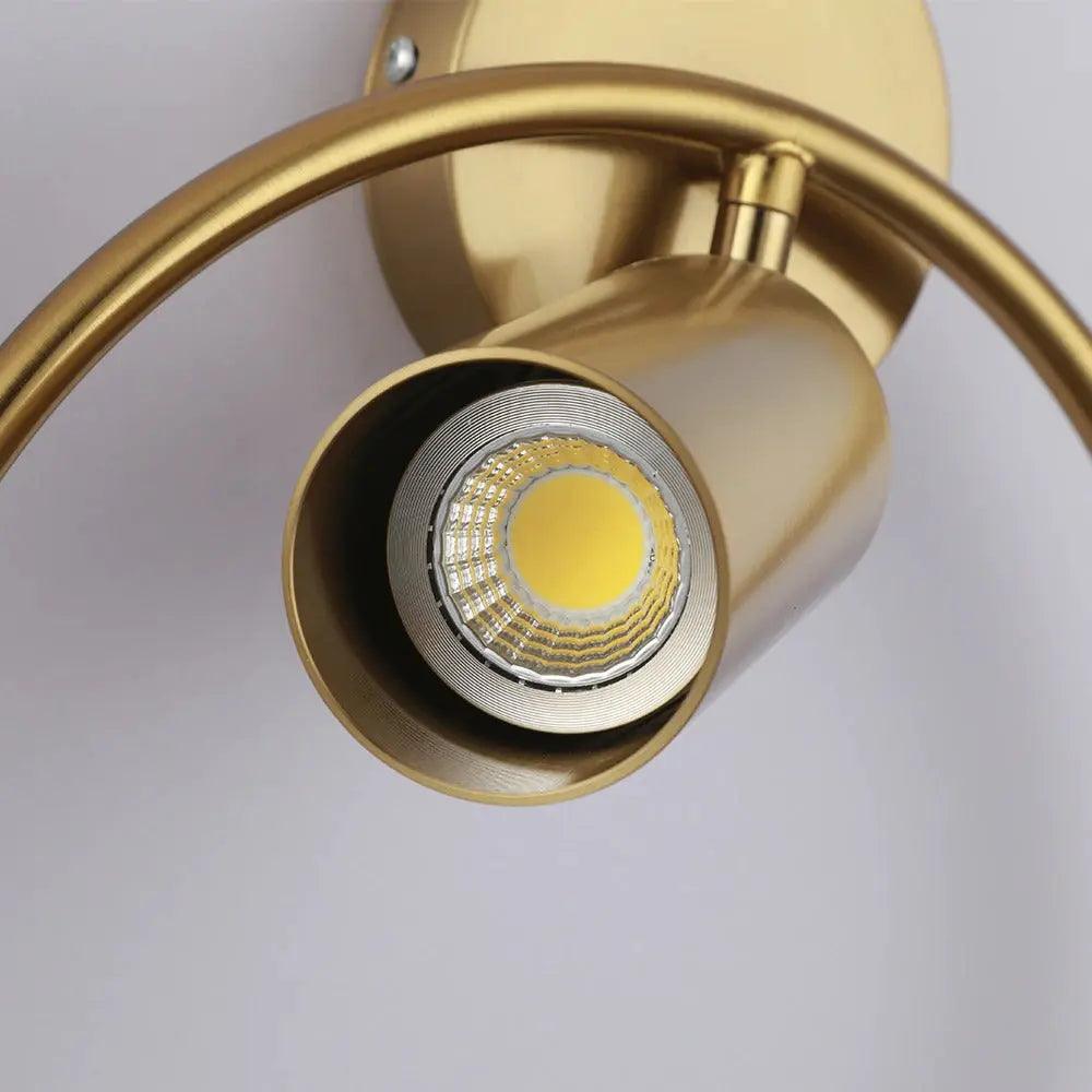 Curved Metal Wall Sconce Light with Linear Arm Design | Modern Lighting for Bedroom Living Room Hallway | Available in Black Gold & Black-Go | Thomler