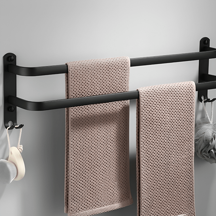 Towel Rack Aluminium 60.0 cm Black Wall Mounted Bathroom 3 Bar Towel Holder Drying Rail Organiser Storage | Thomler