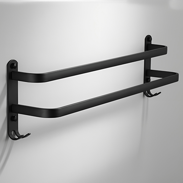 Towel Rack Aluminium 60.0 cm Black Wall Mounted Bathroom 3 Bar Towel Holder Drying Rail Organiser Storage | Thomler