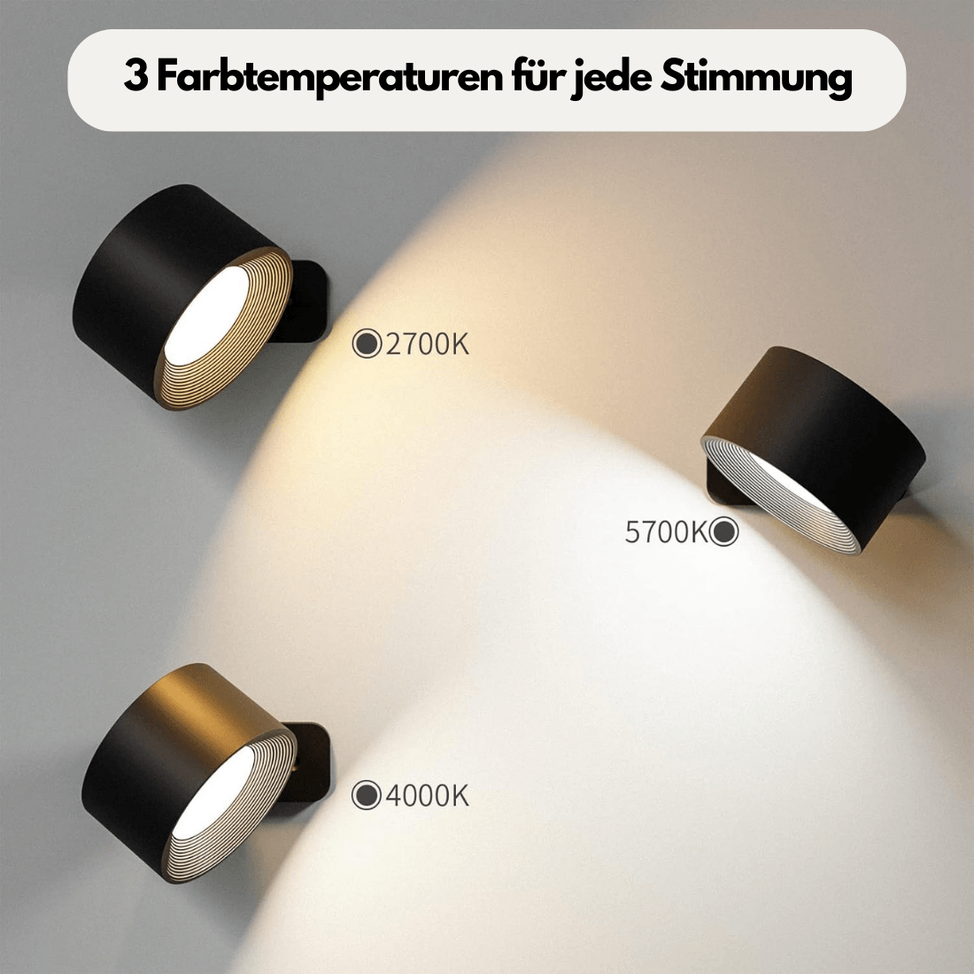 Portable LED Wall Sconce with USB Charging – 360° Swivel Head for Bedroom, Hallway, Reading Nook & Home Office | Thomler