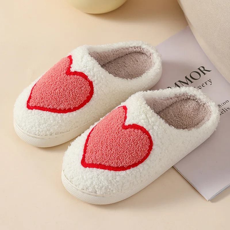 Plush Memory Foam Slippers for Women - Heart & Mushroom Design - Indoor Outdoor House Shoes with Cushioned Footbed | Thomler