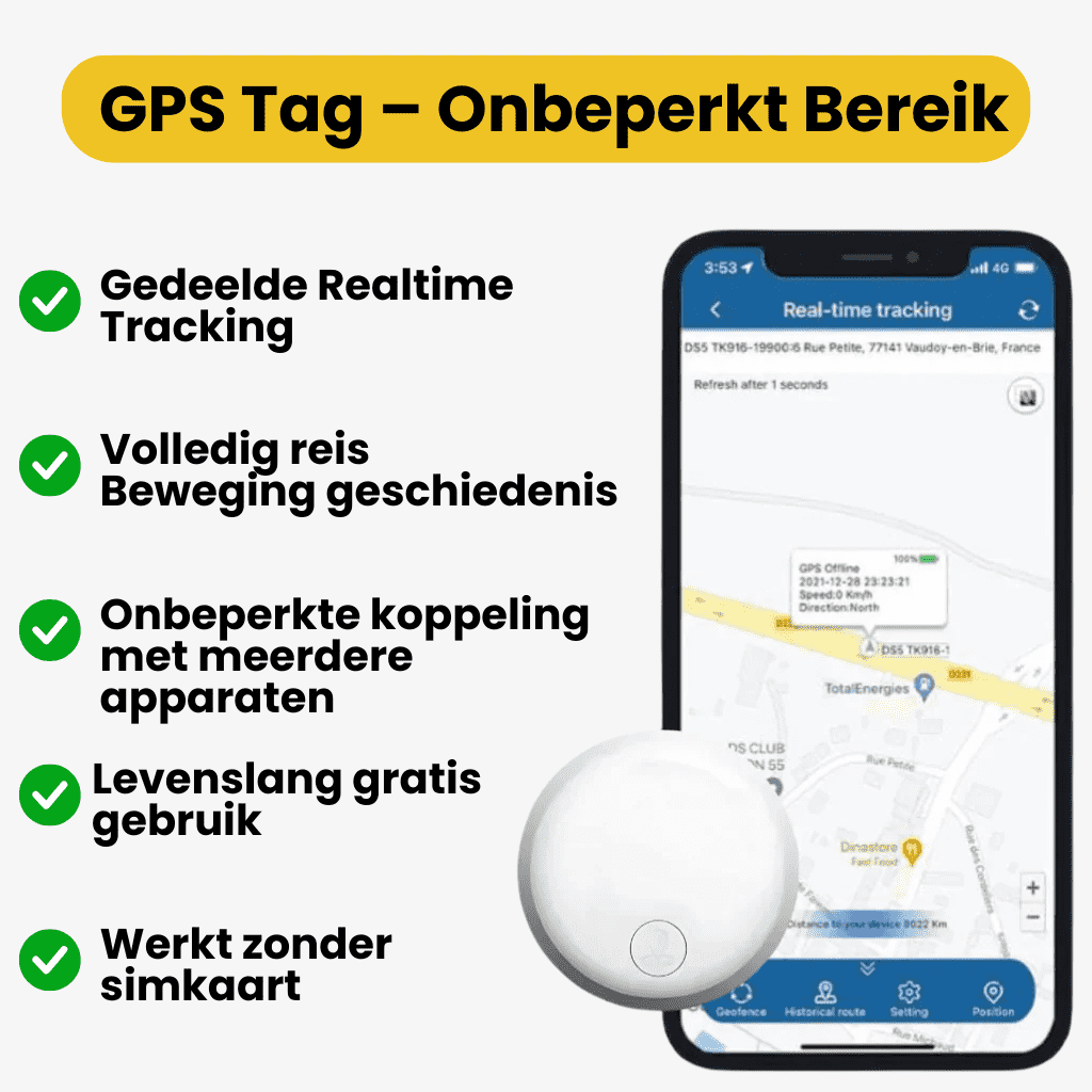 GPS Bicycle Tracker with Real-Time Location Tracking, No Monthly Fees, Waterproof Design for Theft Protection and Route History | Thomler