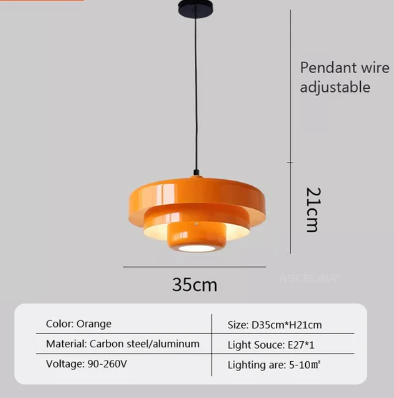 Mid-Century Dome Pendant Light Orange Green White 1-Bulb Hanging Fixture Kitchen Island Dining Room Living Room Modern Retro Ceiling Lamp | Thomler
