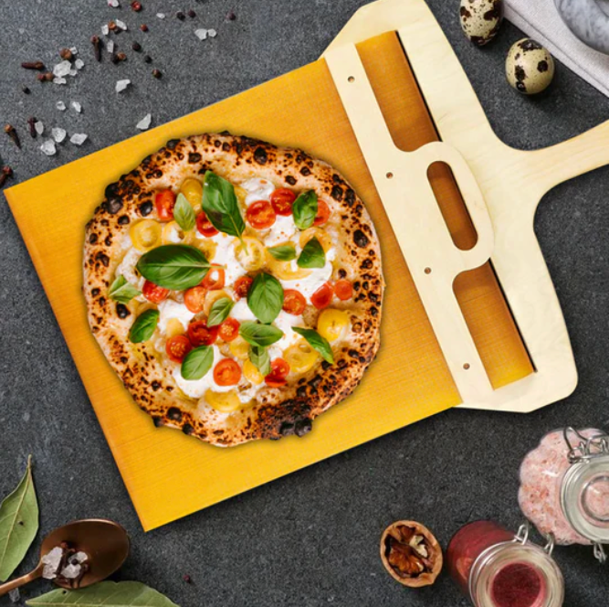 Wooden Pizza Peel with Sliding Non-Stick Surface for Easy Lifting & Transferring Homemade Pizzas Bread Pastries Oven Stone Outdoor Cooking | Thomler