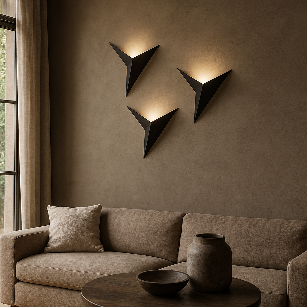 Wall Lamp Iron 20.0 cm Black Bedroom Living Room LED Lighting Origami Design | Thomler