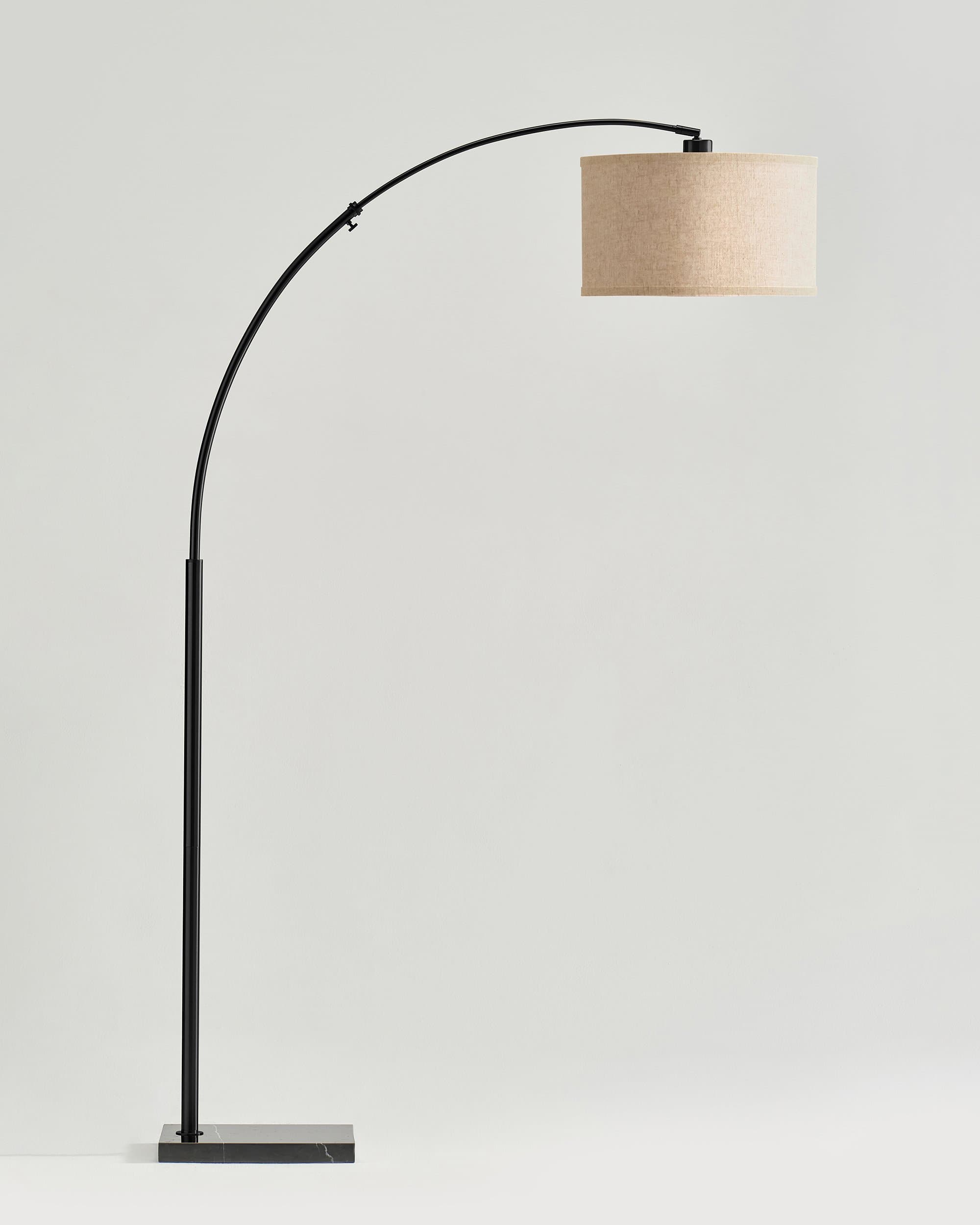 Booglamp Vloerlamp Met Marmeren Voet Messing Zwart 193cm Modern LED | Sansoti