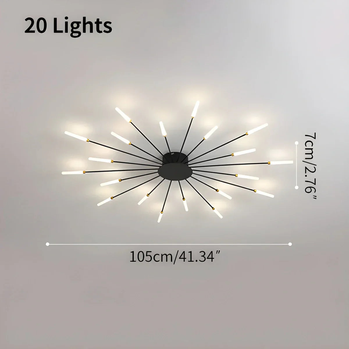 Ceiling Light Metal 20 To 42 Light Points Gold Living Room Dining Room Dimmable LED Starburst Fixture | Thomler