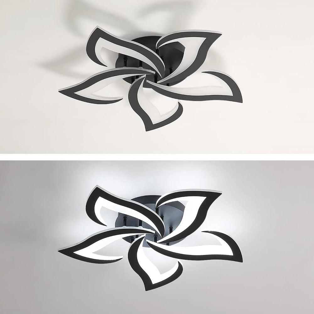 Ceiling Lamp Metal Acrylic 55.0 cm Black LED Living Room Bedroom Flower Design Flush Mount Lighting | Thomler