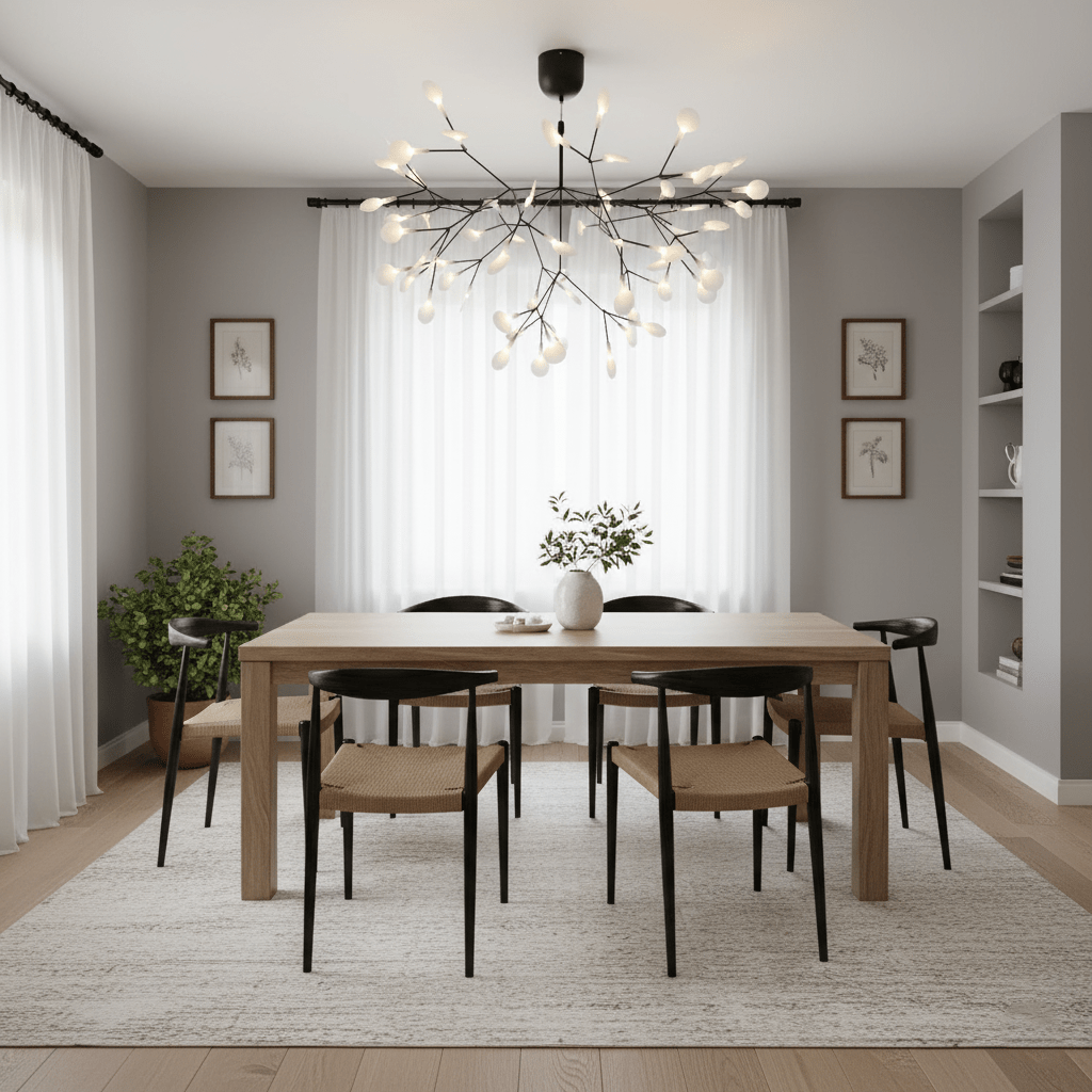 Black Firefly LED Chandelier 38.6 in Decorative Ceiling Light Warm Ambient Lighting Modern Living Room Bedroom Dining Area | Thomler