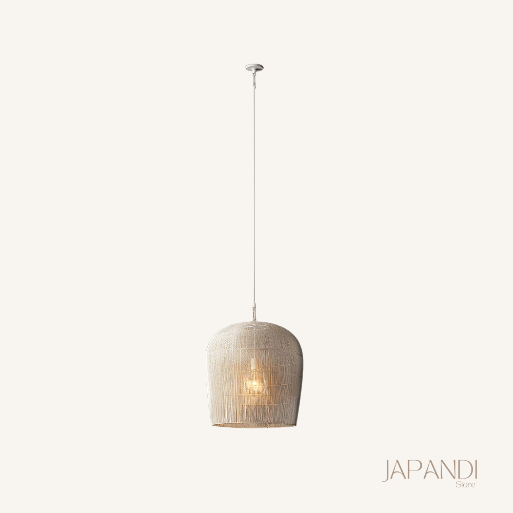Pendant Light Rattan Hand Woven Shade Ø31.0 cm To Ø61.0 cm White Black Dining Room Living Room Japandi Hanging Ceiling Lamp | Thomler