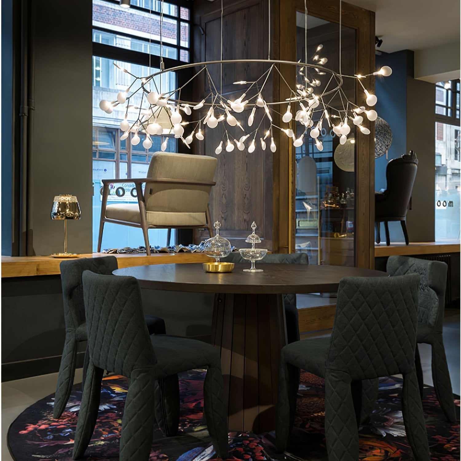 Black Firefly LED Chandelier 38.6 in Decorative Ceiling Light Warm Ambient Lighting Modern Living Room Bedroom Dining Area | Thomler