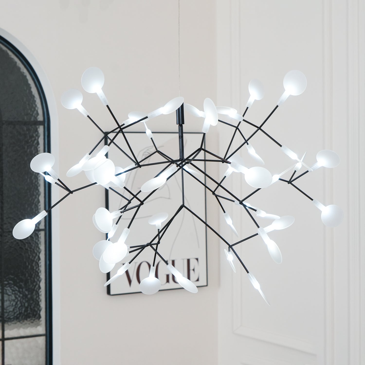Black Firefly LED Chandelier 38.6 in Decorative Ceiling Light Warm Ambient Lighting Modern Living Room Bedroom Dining Area | Thomler