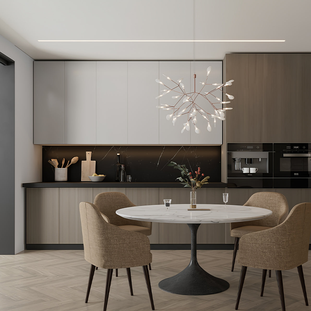 Black Firefly LED Chandelier 38.6 in Decorative Ceiling Light Warm Ambient Lighting Modern Living Room Bedroom Dining Area | Thomler