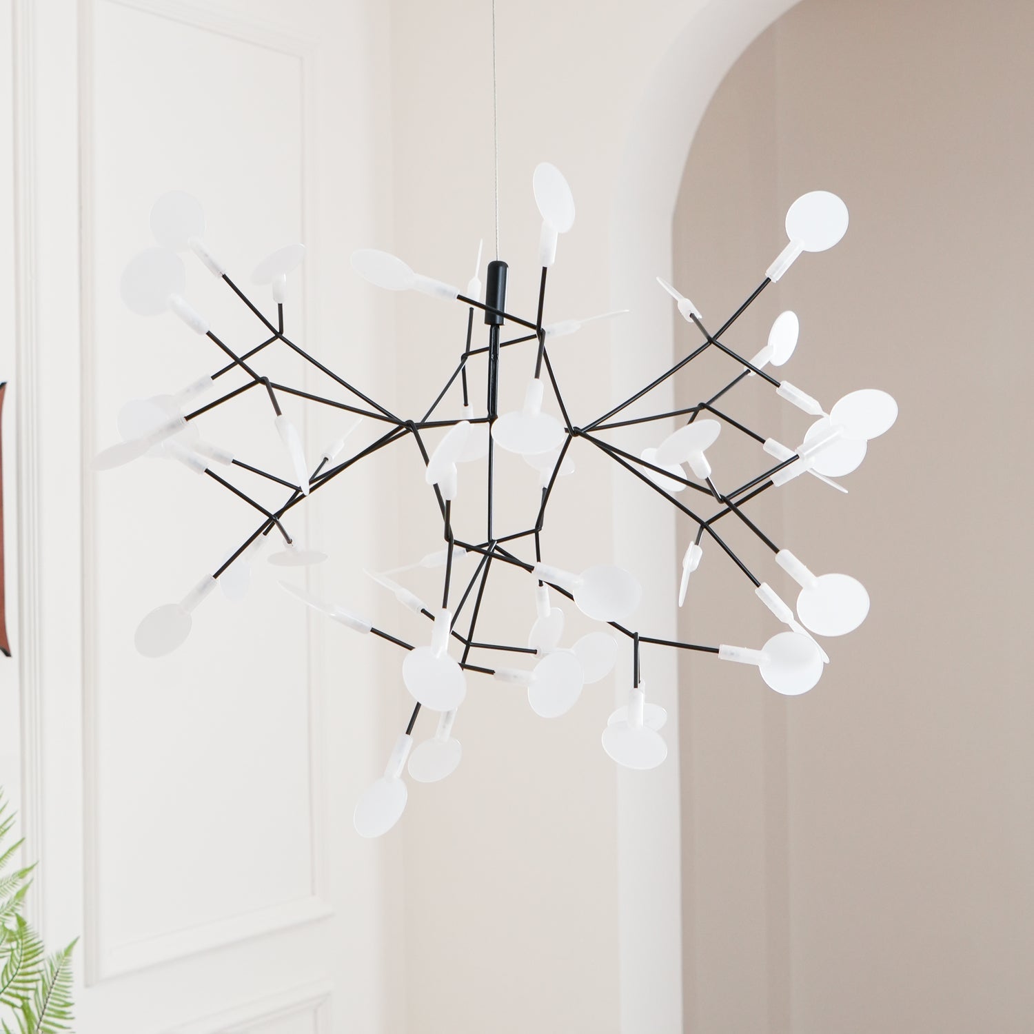 Black Firefly LED Chandelier 38.6 in Decorative Ceiling Light Warm Ambient Lighting Modern Living Room Bedroom Dining Area | Thomler