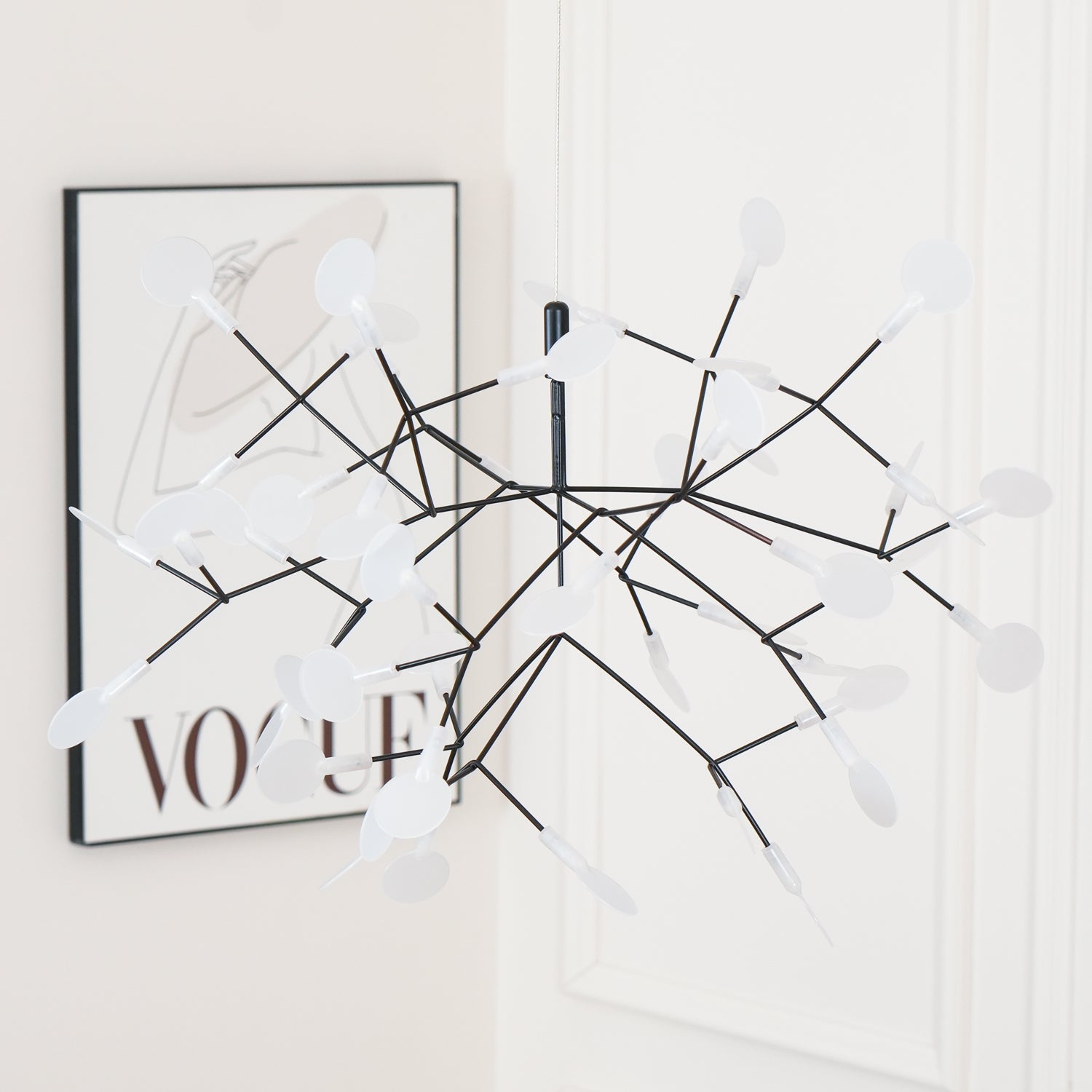 Black Firefly LED Chandelier 38.6 in Decorative Ceiling Light Warm Ambient Lighting Modern Living Room Bedroom Dining Area | Thomler
