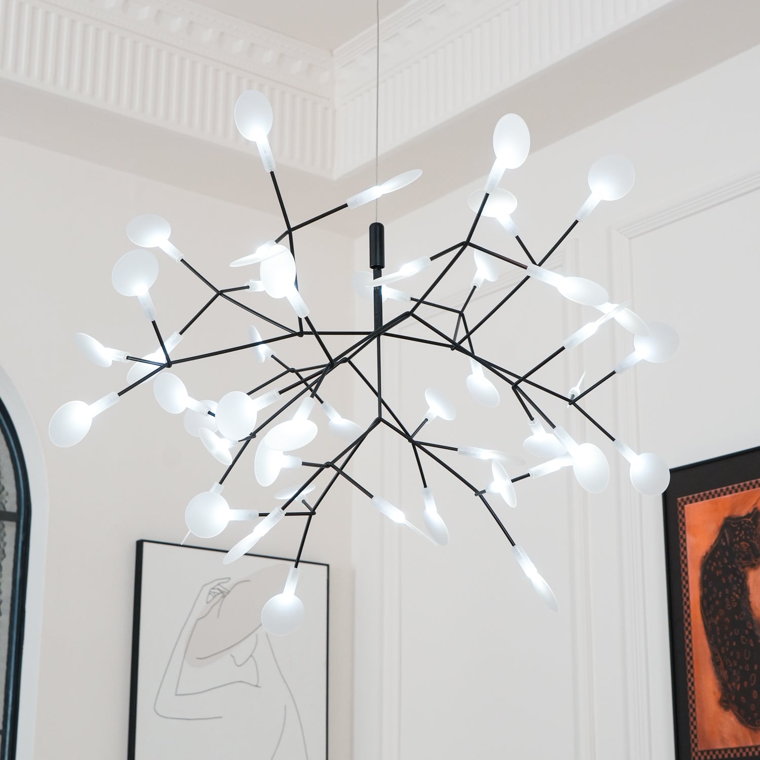 Black Firefly LED Chandelier 38.6 in Decorative Ceiling Light Warm Ambient Lighting Modern Living Room Bedroom Dining Area | Thomler