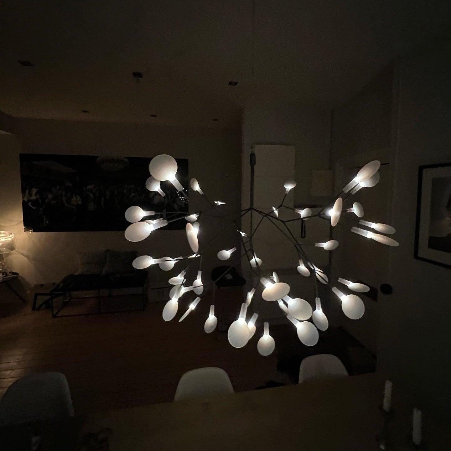 Black Firefly LED Chandelier 38.6 in Decorative Ceiling Light Warm Ambient Lighting Modern Living Room Bedroom Dining Area | Thomler