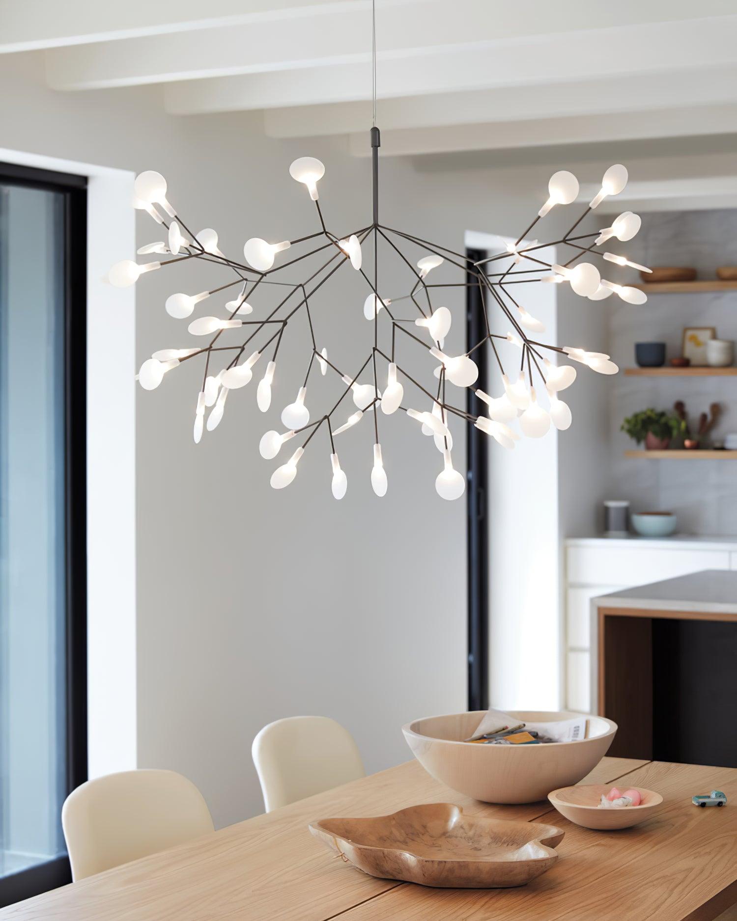 Black Firefly LED Chandelier 38.6 in Decorative Ceiling Light Warm Ambient Lighting Modern Living Room Bedroom Dining Area | Thomler