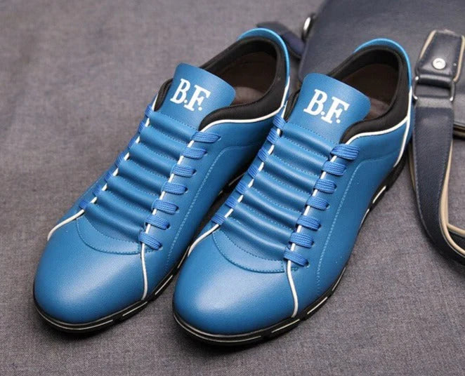 Men's Low-Top Lace-Up Sneakers PU Leather Casual Athletic Shoes Flat Rubber Sole for Everyday Work Gym Tennis | Thomler