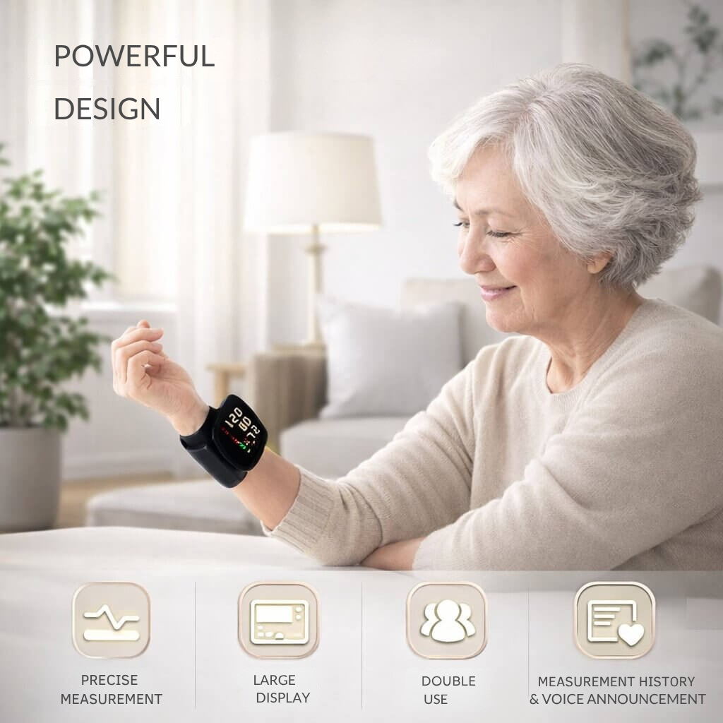 Rechargeable Wrist Blood Pressure Monitor with Voice Readout and Touch Screen for Home Health Tracking | Thomler