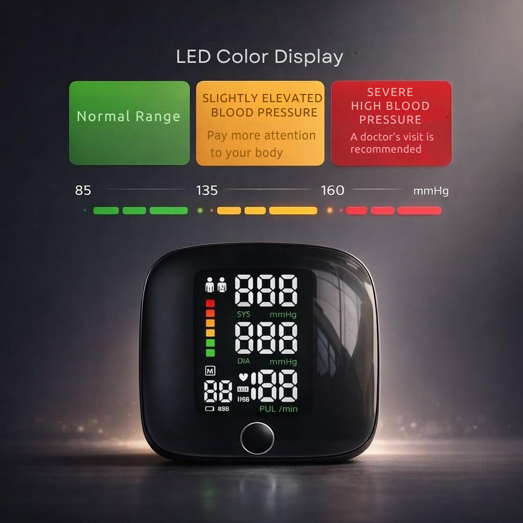 Rechargeable Wrist Blood Pressure Monitor with Voice Readout and Touch Screen for Home Health Tracking | Thomler