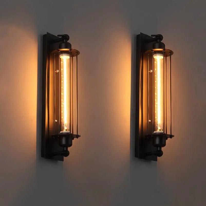 Retro Iron Wall Sconce with Black Finish for Living Room, Bedroom, Hallway, Dining Room & Bar Decor | Industrial Farmhouse Lighting Fixture | Thomler