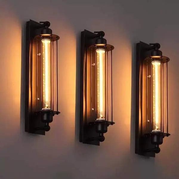 Retro Iron Wall Sconce with Black Finish for Living Room, Bedroom, Hallway, Dining Room & Bar Decor | Industrial Farmhouse Lighting Fixture | Thomler