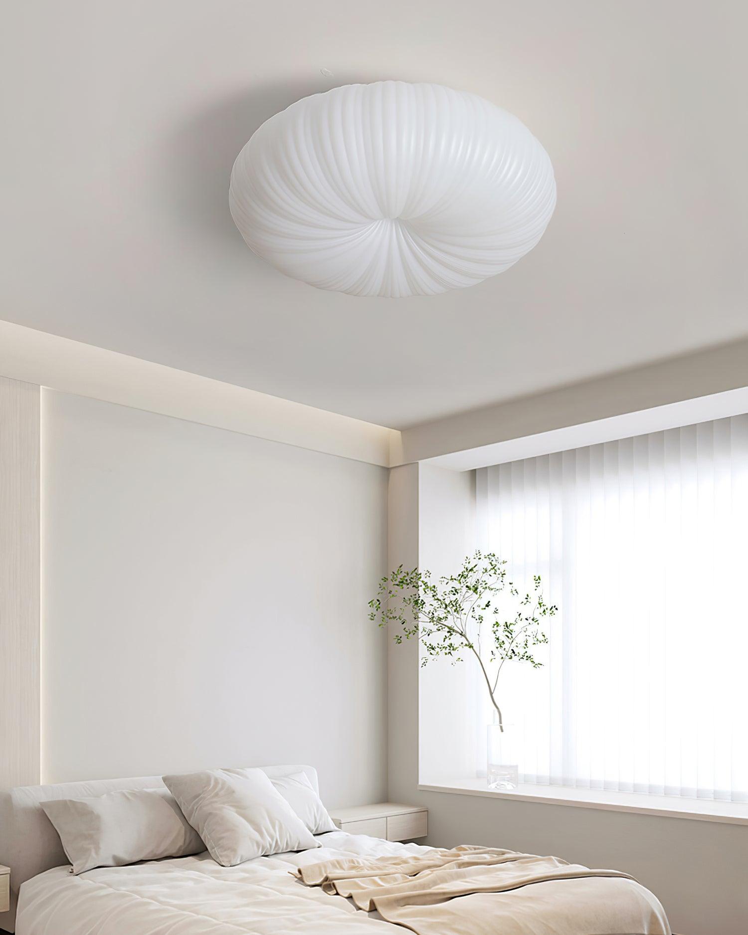 Ceiling Light Metal Acrylic 17.7 in White LED Living Room Flush Mount Modern Dimmable Remote Control Fixture | Thomler