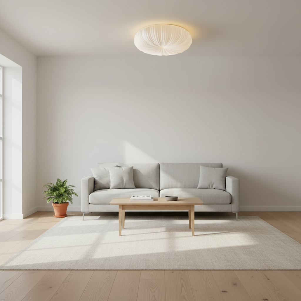 Ceiling Light Metal Acrylic 17.7 in White LED Living Room Flush Mount Modern Dimmable Remote Control Fixture | Thomler