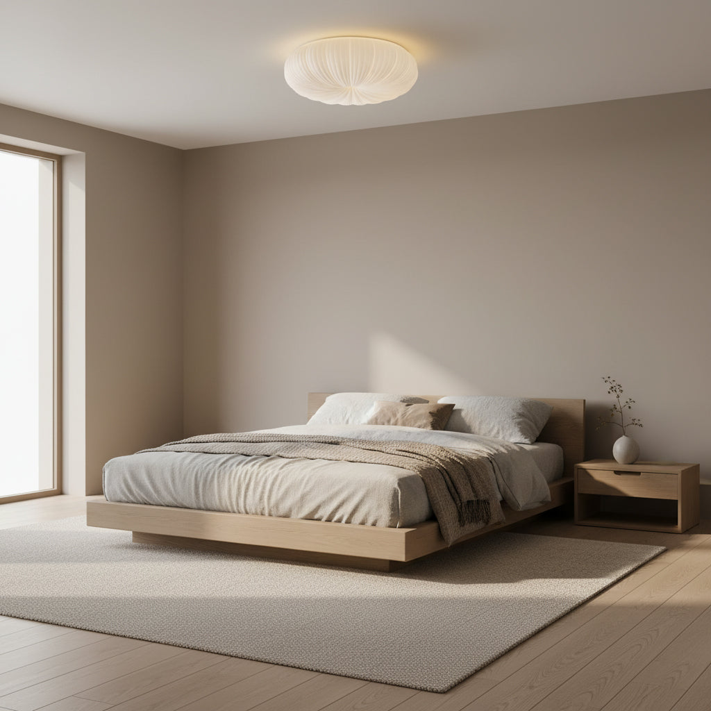 Ceiling Light Metal Acrylic 17.7 in White LED Living Room Flush Mount Modern Dimmable Remote Control Fixture | Thomler
