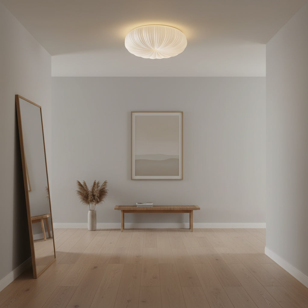 Ceiling Light Metal Acrylic 17.7 in White LED Living Room Flush Mount Modern Dimmable Remote Control Fixture | Thomler