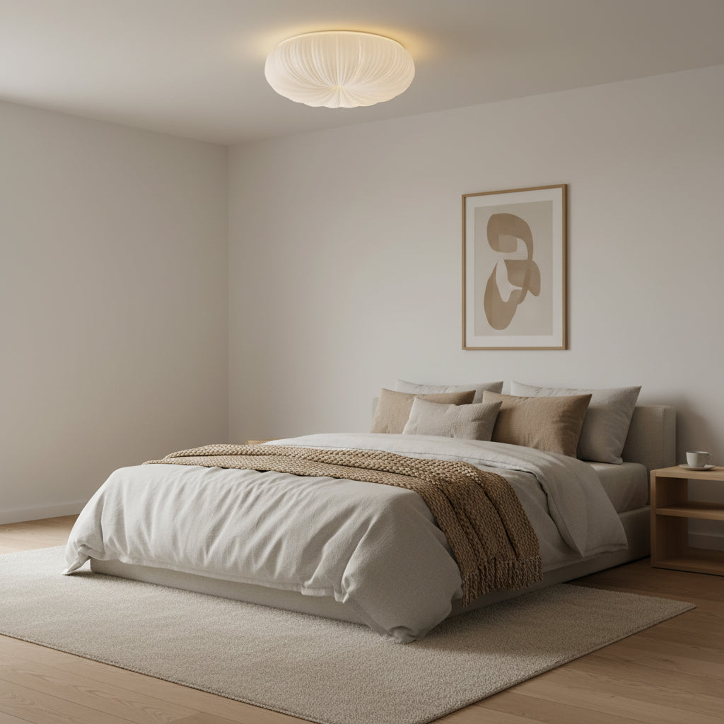 Ceiling Light Metal Acrylic 17.7 in White LED Living Room Flush Mount Modern Dimmable Remote Control Fixture | Thomler